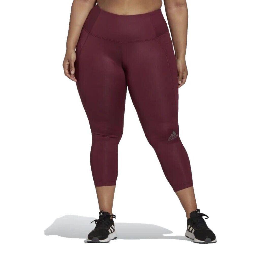 ADIDAS x Zoe Saldana Women's AeroREADY Shine Tights Plus Size 4X Victory Crimson